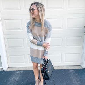 Red Dress Colorblock Sweater Dress